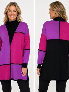 Vintage Antonella‎ Preve Knit Sweater Tunic L Pink Purple Retro Artsy Designer